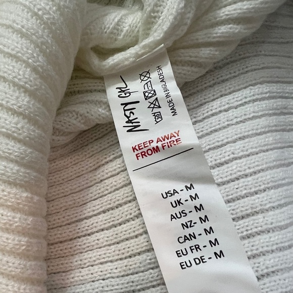 Ivory [Nasty Gal] Balloon Sleeve Knit Sweater | NWT Cream Mock Neck Top | Medium - Picture 10 of 16